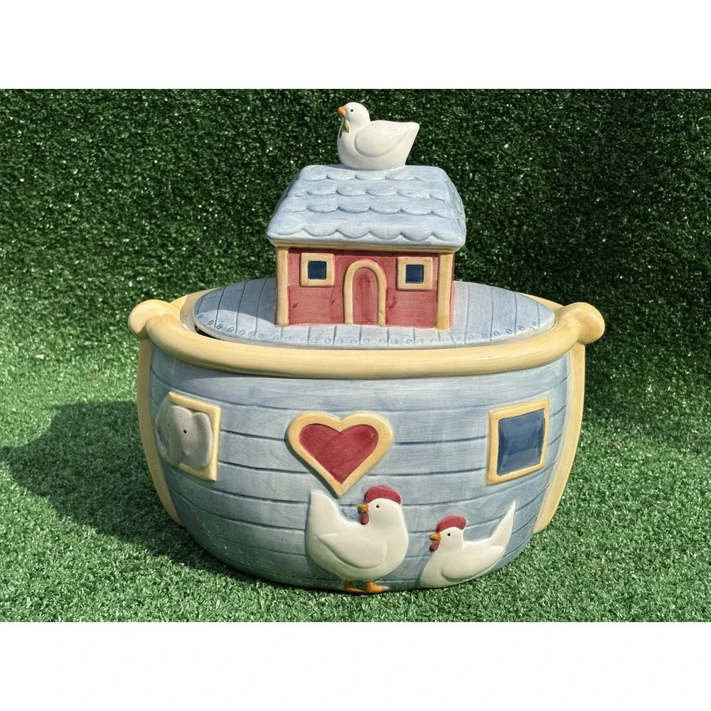 Vintage 1990s Susan Winget Noah's Ark Ceramic Cookie Jar Certified International